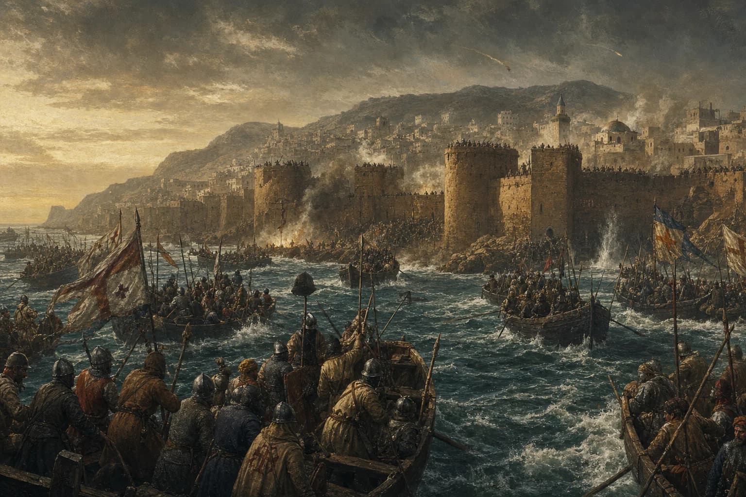 Historical scene illustrating Portugal nimmt Ceuta; Expansion beginnt mit Eroberung
