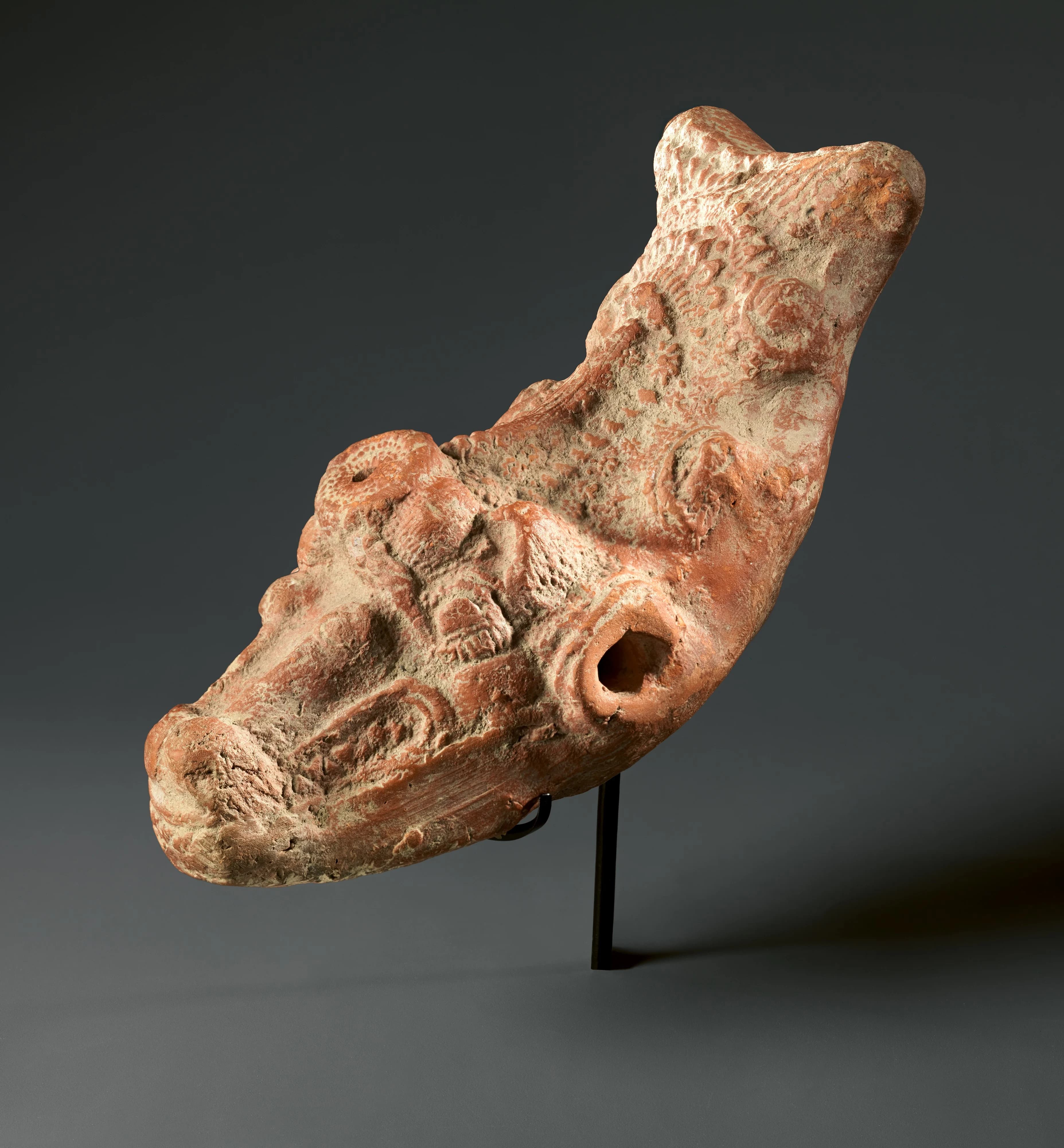 Wheeled terracotta makara toy, second to first century BCE